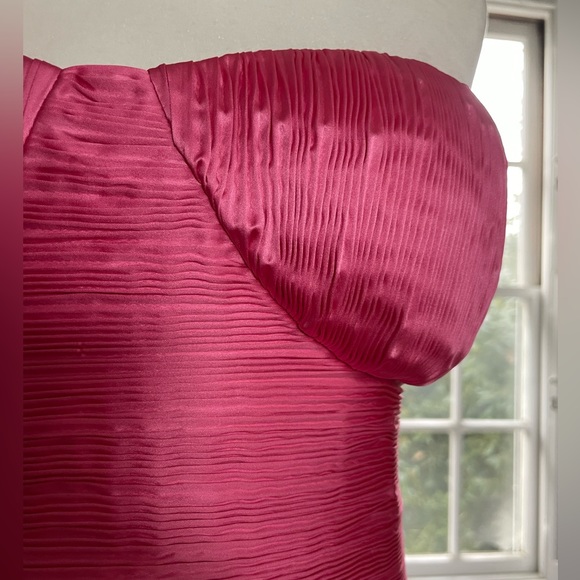 AMUR NWT Kin Pink Strapless Pleated Midi Valentine’s Prom Dress Size 12 - Picture 6 of 16